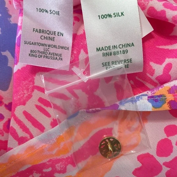 LILLY PULIZER bohemian pastel beachy design blouse, XXS, New With Tags - Picture 9 of 10